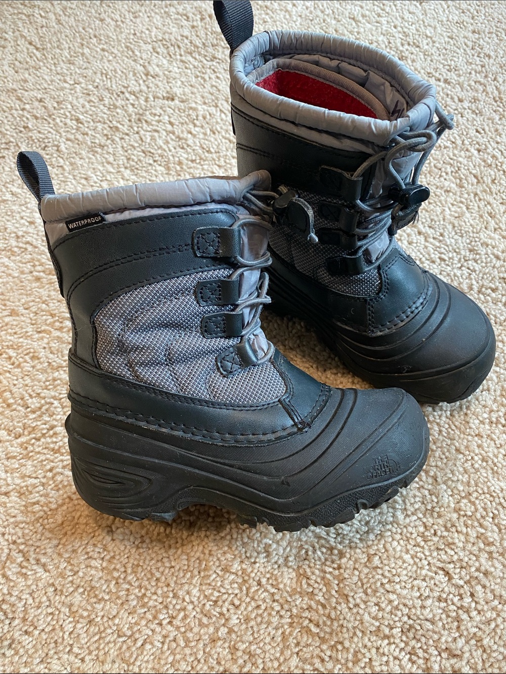 The North Face Kids Black and Gray Waterproof Snow Boots